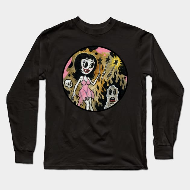 Molly and the Wand A Vintage Creepy  Rubber Hose cartoon Graphic Long Sleeve T-Shirt by AtomicMadhouse
